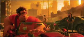  ??  ?? An elaborate car-race sequence in “Ralph Breaks the Internet” was filmed more like a sequence for a live-action film than an animated movie, says Ernie Petti, a technical supervisor.