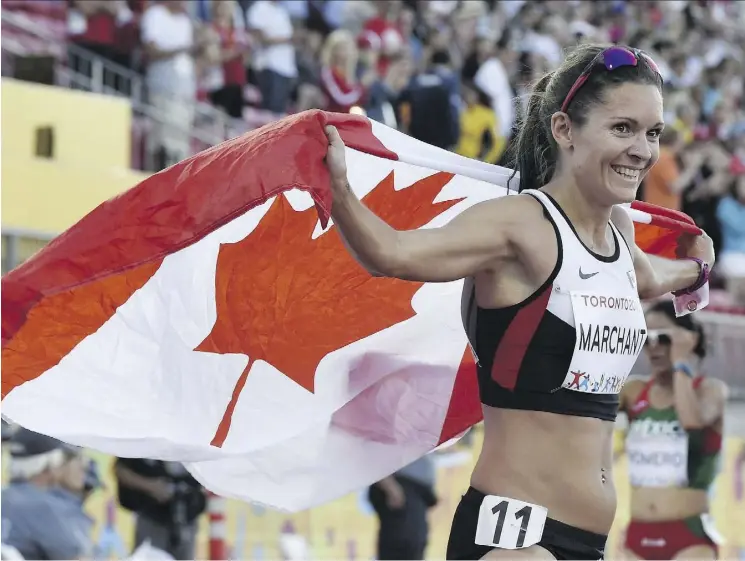  ?? FRANK GUNN/THE CANADIAN PRESS ?? Canadian marathoner Lanni Marchant knows all about the perils of racing in extreme heat, once puncturing her thigh with a safety pin to battle cramps.