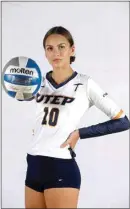  ?? RUBEN R. RAMIREZ / UTEP ATHLETICS ?? BHS grad Ava Palm has already made her presence felt in her first season at UTEP. In an abbreviate­d fall season, Palm led the Miners with seven aces and was fourth on the team with 23 kills.