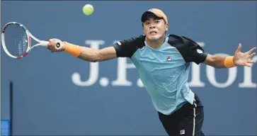  ?? Elsa Garrison Getty Images ?? BRANDON NAKASHIMA, who turns 21 next week, is the fifth-youngest player ranked among the men’s top 100. The San Diego native has a terrific backhand, strong court sense and an accurate serve.