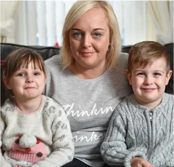  ??  ?? ‘All they have left’: Samantha Dorricott with Chantelle, four, and Jenson, five