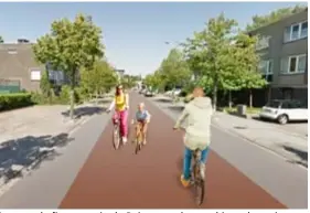  ?? FOTO RR ?? Zo moet de fietsstraa­t in de Ruimtevaar­tlaan er binnenkort uitzien.