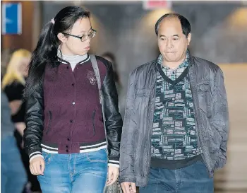  ?? GRAHAM HUGHES/POSTMEDIA NEWS ?? Diran Lin, father of slaying victim Lin Jun, leaves the Montreal courthouse on Thursday.