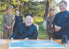  ?? Picture: KOREAN CENTRAL NEWS AGENCY via AP ?? North Korean leader Kim Jong-un, pictured watching the launch of a ballistic missile, reportedly guided Monday’s test-firing.