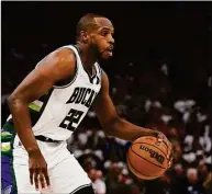  ?? Morry Gash / Associated Press ?? Milwaukee Bucks’ Khris Middleton during the first half of Game 2 of a first round playoff game against the Chicago Bulls on April 20 in Milwaukee.