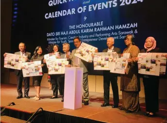  ?? ?? Abdul Karim (fourth right), Ting (third right), Snowdan (fourth left) and others pose with the Calendar of Events for 2024 brochure.