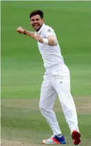  ?? AP ?? England’s Anderson celebrates after dismissing Pakistan’s Azhar. —