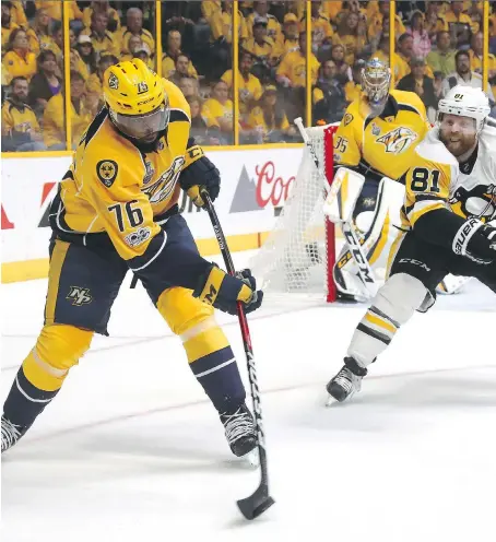  ?? GETTY IMAGES ?? P.K. Subban, left, has had a minimal offensive impact on the Stanley Cup final through five games, and that has to change in Game 6 on Sunday if the Nashville Predators are going to prolong the series to a seventh game. Subban has just two assists in...