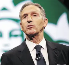  ?? JASON REDMOND / AFP / GETTY IMAGES ?? Starbucks executive chairman Howard Schultz says he has a “growing concern for humanity.”