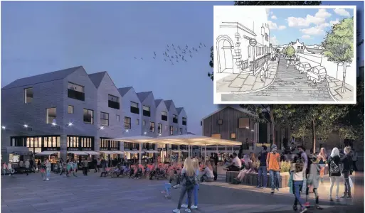  ??  ?? Artist’s impression­s of the plans to redevelop Bacup town centre