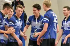  ?? Photo: Contribute­d ?? WINNING MOVE: The Harristown SHS Year 11 boys celebratin­g a win at the Australian Volleyball Schools Cup.
