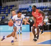  ?? (Photo Sébastien Botella) ?? Etienne Ca et les Antibois vainqueurs lors du match aller face à Saint-Chamond.