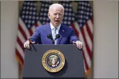  ?? ANDREW HARNIK — THE ASSOCIATED PRESS ?? President Joe Biden speaks about gun violence prevention in the Rose Garden at the White House in Washington on Thursday.
