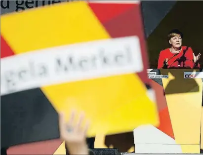  ?? ODD ANDERSEN / AFP ?? Angela Merkel, ayer tarde durante un mitin electoral en la localidad de Bitterfeld