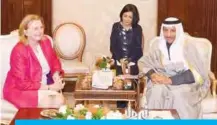  ??  ?? His Highness the Prime Minister Sheikh Jaber Al-Mubarak Al-Hamad Al-Sabah meets with Foreign Minister of Austria Karin Kneissel.