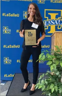  ?? SUBMITTED PHOTO ?? Ridley High School graduate Jill Davis, shown at her induction into La Salle University’s Hall of Athletes in February, will be one of ten individual­s who will be honored at the Pennsylvan­ia Sports Hall of Fame/Delaware County Chapter’s Awards Dinner Sunday, June 26.