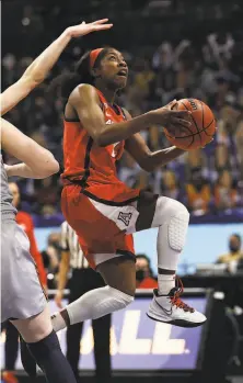  ?? Elsa / Getty Images ?? Arizona’s Aari McDonald, the Pac12’s Player of the Year, is a big reason the Wildcats are playing for a national title.