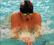  ?? AUSTIN HERTZOG - DIGITAL FIRST MEDIA ?? Boyertown’s Nolan Benner competes in the boys’ 100 breaststro­ke against Owen J. Roberts.