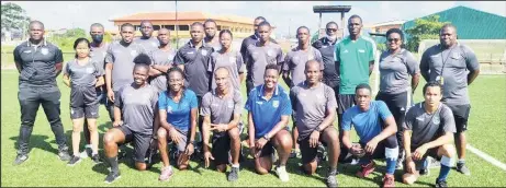  ?? ?? The refereeing officials which will be feature in the trio of GFF year-end Football Championsh­ips.