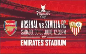  ?? ?? Cartel de la próxima edición de la Emirates Cup.