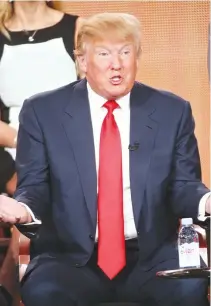  ??  ?? US PRESIDENT-ELECT Donald Trump is seen speaking onstage during a panel discussion about The Celebrity Apprentice TV show on which he was executive producer/host in this file photo from Jan. 16, 2015.
