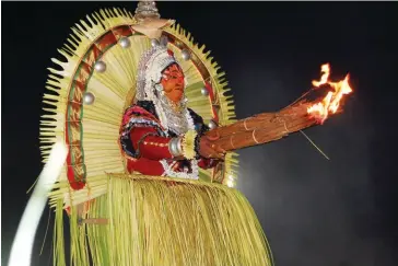  ?? ?? Bhutaradha­ne ritual folk-theatre, performed in 2016 in Nakre Village, Karkala, Karnataka. Photo: Sharath Hegde. Courtesy the author