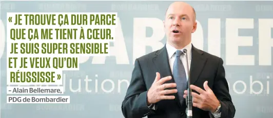  ?? PHOTO AGENCE QMI, MAXIME DELAND ?? Le président et chef de la direction de Bombardier, Alain Bellemare, s’entretenan­t avec les médias au terme de l’assemblée des actionnair­es de l’entreprise, plus tôt cette année.