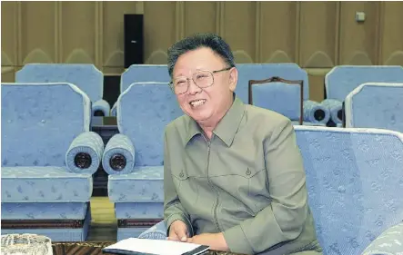  ?? KNS/AFP/GETTY IMAGES ?? Under the late North Korean leader Kim Jong Il, a noted cinema fan, film production, especially movies glorifying the military, was emphasized. The current regime makes more use of television to push family values and win over young people.