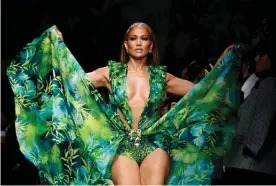  ??  ?? Another green world … Jennifer Lopez at Versace’s spring/summer 2020 collection during Milan fashion week, 2019. Photograph: Alessandro Garofalo/Reuters