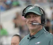  ?? THE ASSOCIATED PRESS ?? Philadelph­ia Eagles head coach Doug Pederson watches from the sideline during an NFL preseason game against the Jacksonvil­le Jaguars in Jacksonvil­le, Fla., in August 2019.