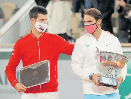  ?? REUTERS ?? El 1 y el 2. Djokovic, Nadal y una pelea que continúa por el primer lugar en el ranking de la ATP.
