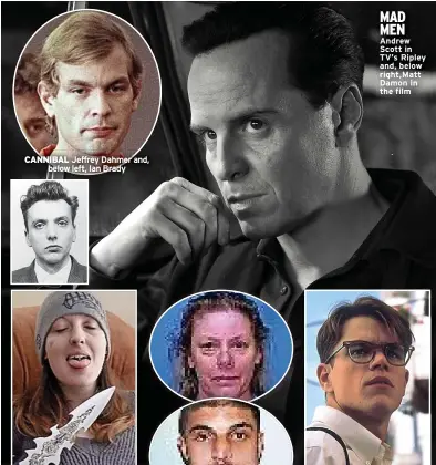  ?? ?? MAD MEN Andrew Scott in TV’S Ripley and, below right,matt Damon in the film