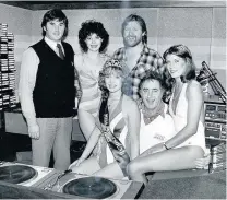  ??  ?? Leggy lovelies Now with a beard, this is Tom in 1983 while he was the rock DJ at Westsound