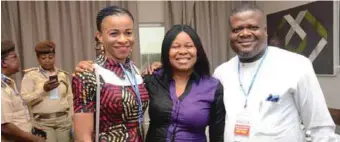  ??  ?? L-R: Mrs. Odita Sunday; frontline activist, Dr. Joe Okei-Odumakin, Founder Women Arise Initiative and Democracy for Change; and Odita Sunday