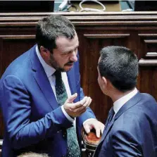  ?? Ansa ?? Alla Camera Matteo Salvini e Luigi Di Maio