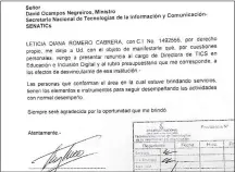  ??  ?? Romero presentó su renuncia el 19 de marzo “por cuestiones personales”, pero desde noviembre es investigad­a.