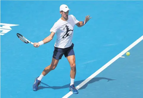  ?? AFP ?? Novak Djokovic takes part in a training session in Melbourne yesterday ahead of the Australian Open.