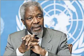  ?? MARTIAL TREZZINI/EPA 2006 ?? Kofi Annan, who served as U.N. secretary-general from 1997-2006, shared the Nobel Peace Price with the world body in 2001. Annan, who was born in Ghana, died Saturday.