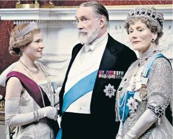  ??  ?? Above, Kate Phillips, Simon Jones and Geraldine James in a scene from the new Downton Abbey film. Right, Hannah Obee, director of collection­s at Harewood