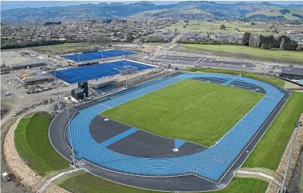  ?? IAIN MCGREGOR/STUFF ?? Home to hockey, tennis, athletics and rugby league, work on Nga¯ Puna Wai is progressin­g well, with both the internatio­nal hockey turfs and athletics track completed.