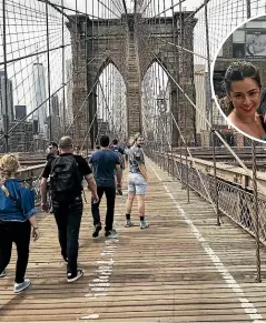  ?? HAYDEN WITHERS ?? The thing that most surprised actor Hayden Withers, above, and left on the Brooklyn Bridge, about New York was how isolated you can feel when surrounded by millions of people.