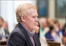  ?? Jeff Blake/The State via AP ?? Alex Murdaugh cries while listening to testimony during his trial for murder Tuesday at the Colleton County Courthouse in Walterboro, S.C.