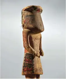  ??  ?? 1. Chugach Sugpiaq mask, 18th century or earlier, 17½" Estimate $300/500,000 2. Tsimshian raven rattle, ca. 1790-1820, 13/" Estimate $100/150,000 3. Hopi kachina figure depicting Mosairu, ca. 1880, 15½" Estimate $20/30,000
4. Eskimo mask, probably St Lawrence Island, ca. 1650, 6¾"
Estimate $70/100,000