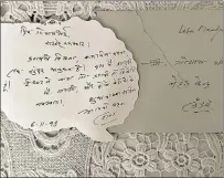  ?? GOPALKRISH­NA GANDHI ?? A photograph of a letter from Lata Mangeshkar to the author. At an event shortly after the 1993 Latur earthquake, she turned her performanc­e into a collective reflection on the strengths of the people of India.