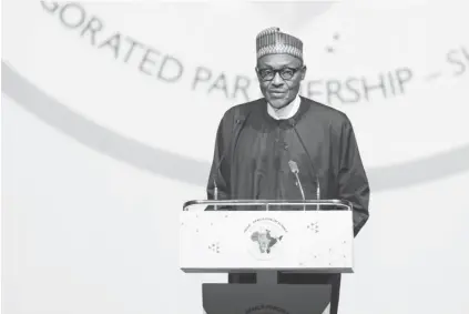  ??  ?? President Muhammadu Buhari addresses other presidents, Heads of State and leaders of delegation­s, at the 3rd India-Africa Forum Summit in New Delhi, India yesterday.