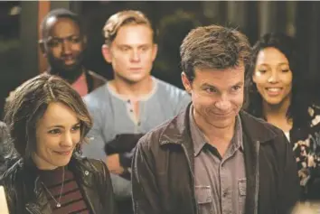  ?? NEW LINE CINEMA ?? Starring in “Game Night” are, in front, Rachel McAdams and Jason Bateman, and in rear, left to right, Lamorne Morris, Billy Magnussen and Kylie Bunbury.