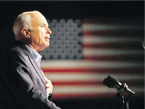  ?? AP FILES ?? Former Arizona Sen. John McCain speaks at a rally in Iowa during his unsuccessf­ul run for president in 2008.