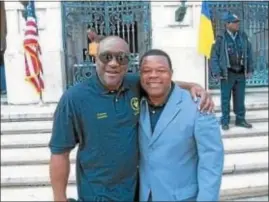  ?? TRENTONIAN FILE PHOTO ?? Charles Hall (left) with Mayor Tony Mack outside Trenton City Hall.