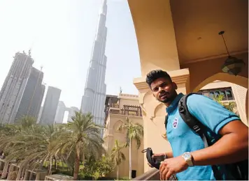  ??  ?? Delhi Capitals captain Shreyas Iyer at the team hotel in Dubai on Sunday.