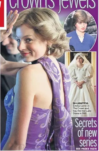  ??  ?? DI-LIGHTFUL Emma Corrin in The Crown and, top, the real Lady Diana in 1981